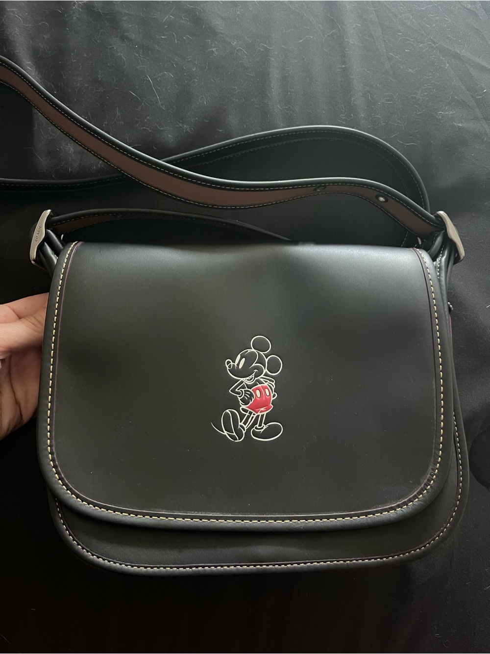 Black Mickey Mouse Crossbody Bag - Small Flap Shoulder Bag